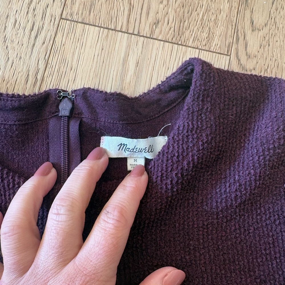 Madewell Women's Deep Plum Scoop Neck Textured Sweater